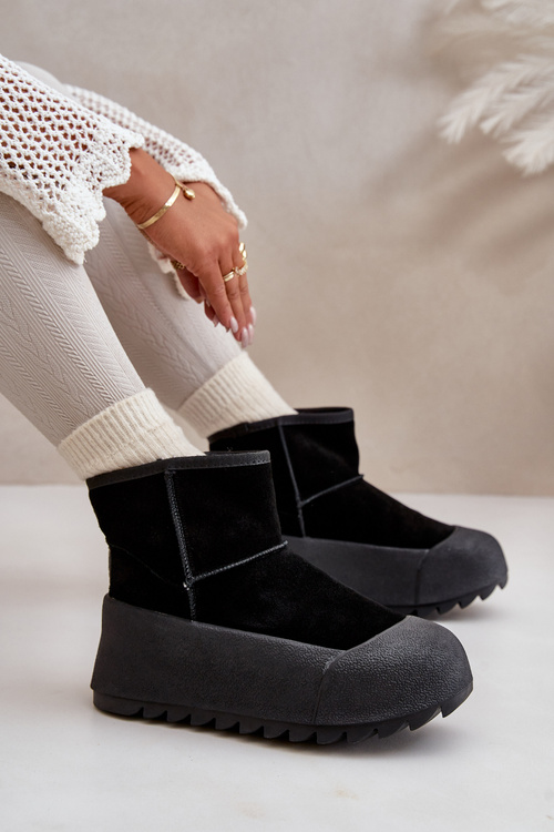 Zateplené semišové sněhule na platformě Big Star OO274A213 černé