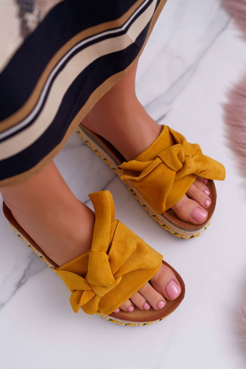 Ženské žabky na plošine s luku žltý chantal