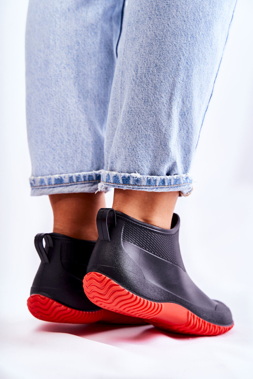 Dámska nízka čierna a červená galoshes Eldora