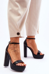 Kožené sandále na vysokom stĺpiku a platforme Black Sky Dream Platform