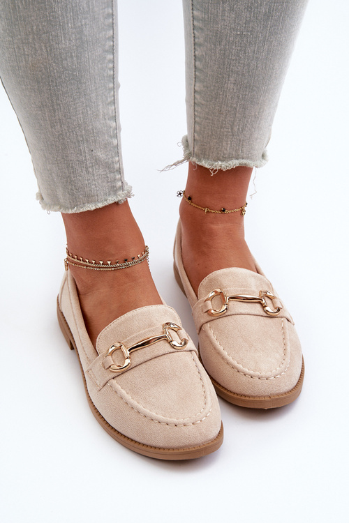 Dámske Mokasíny Na Plochom Podpätku S Ozdobou Beige Aviole