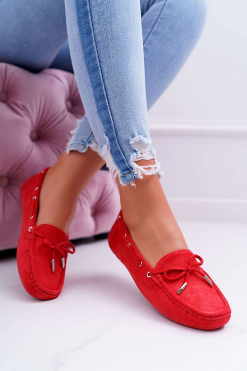 Dámske mokasíny pohodlné eko-eko-červené memfi