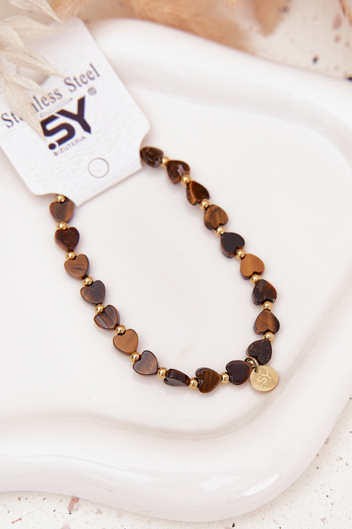 Náramek srdíčka ze chirurgické oceli hnědý