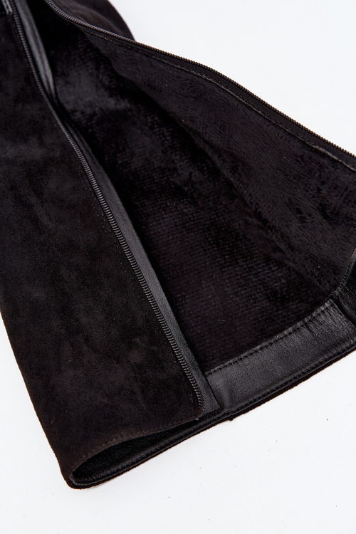 Dámské kozačky na podpatku se zlatou sponou zateplené černé Seraphine