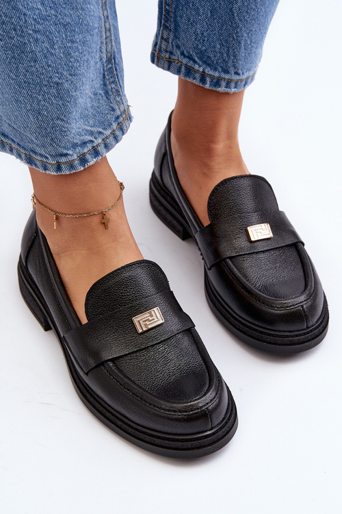 Zazoo 20165 Čierne dámske kožené mokasíny