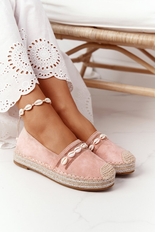 Espadrilky Na Platformě S Mušlemi Růžové Seashell