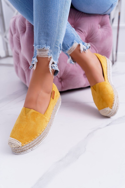 Žluté posuvné Semišové espadrille Mariako