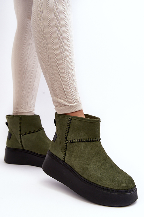 Dámské semišové sněhule Maciejka 06257-24 Olivová