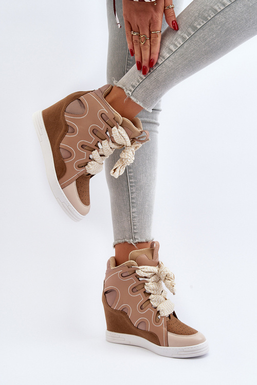 Dámské tenisky na podpatku béžové Leoppa