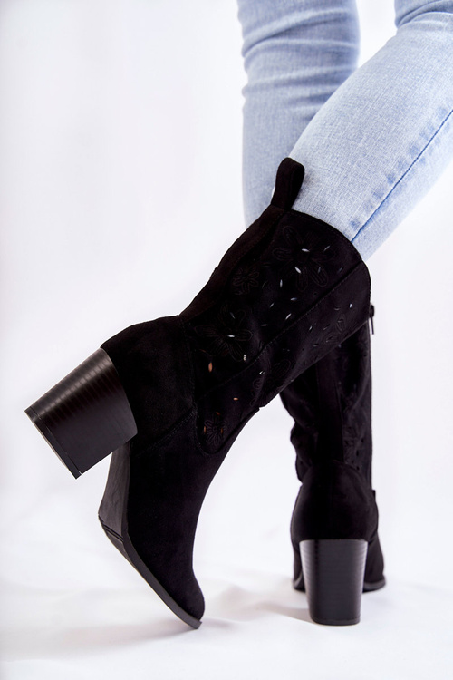 Dámske semišové topánky s čiernymi kvetmi Ariane