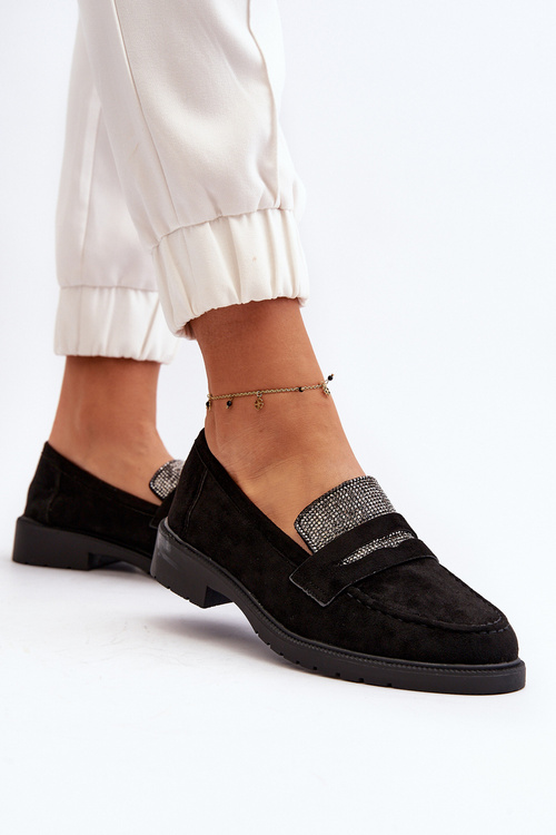 Dámske zdobené čierne mokasíny Dananei