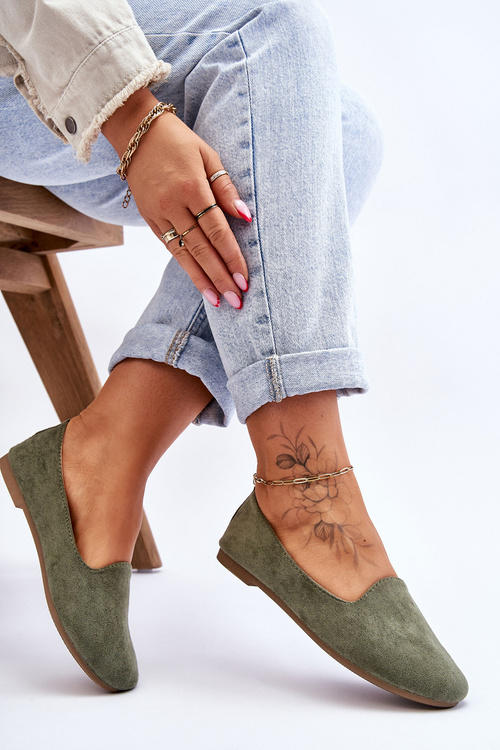 Klasický semišový zelený balerinas Nash