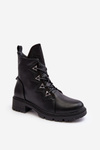 Kožené izolované topánky s kamienkami Black Gwen S.Barski Hy93-52a