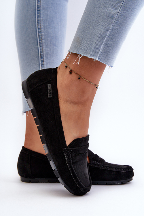 Dámské mokasíny z ekologického semiše Big Star NN274929 se systémem paměťové pěny Černé