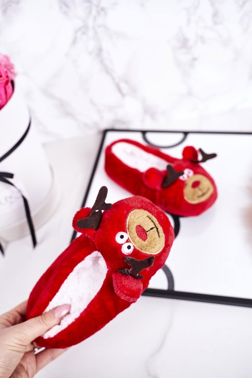 Dětské Vánoční Pantofle Se Sobem2 Červené Xmas