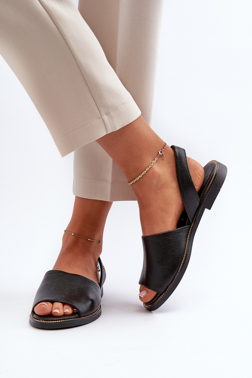 Kožené posuvné čierne sandále lemar alivia