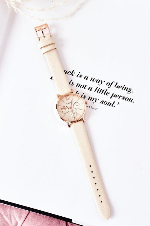 Hodinky Na Koženém řemínku Michael John Béžové