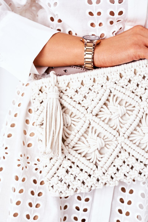 Kabelka Listonoška Macrame BRUNO ROSSI Bílá