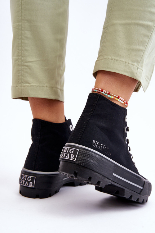 Tenisky s vysokým materiálom na čiernej platforme Big Star LL274155