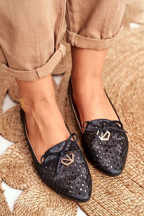 Dámské Balerinky děrované Černé Manam
