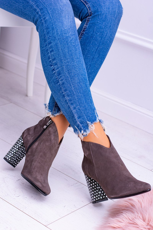 Elegantní semišové boty na baru Laura Messi Khaki 1849