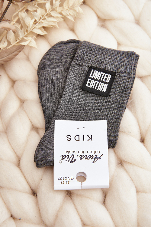 Detské hladké ponožky so sivou náplasťou