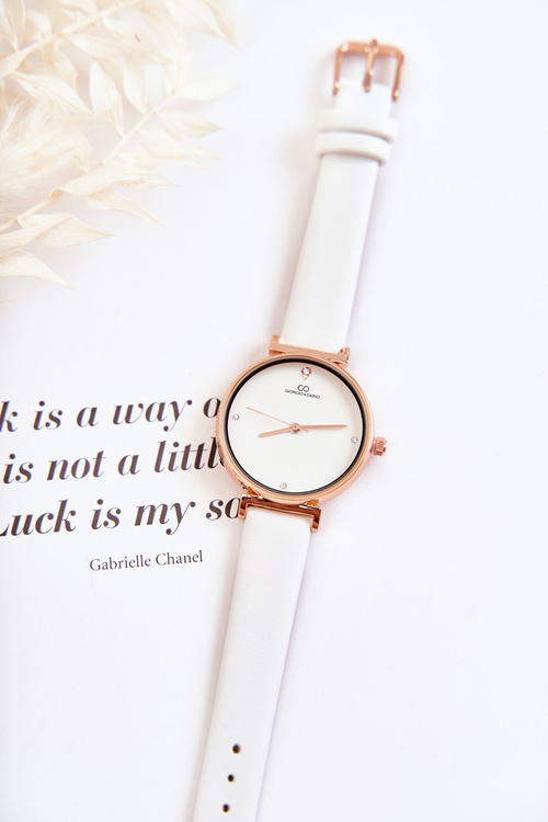 Dámské klasické hodinky na koženém řemínku Giorgio & Dario bíle