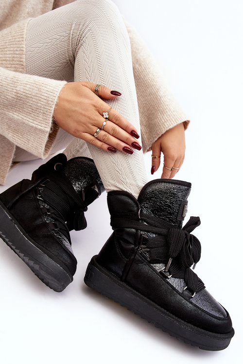 Dámske snehové topánky s viazaním D.Franklin DFSH370006 čierna