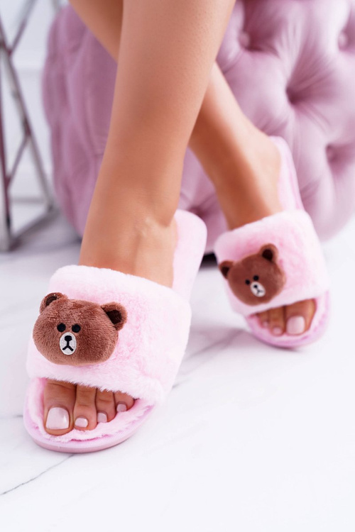 Lu Boo Dámske plyšové flip -flops s plyšou ružovou farbou