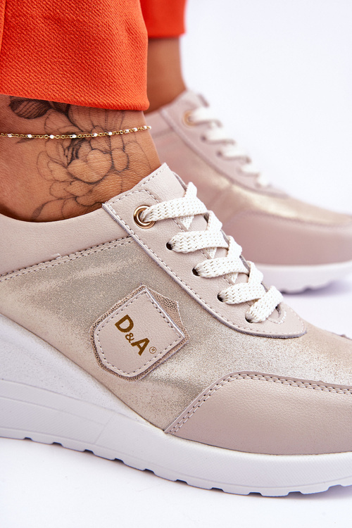 Dámské kožené tenisky na klínku zlaté Beatris