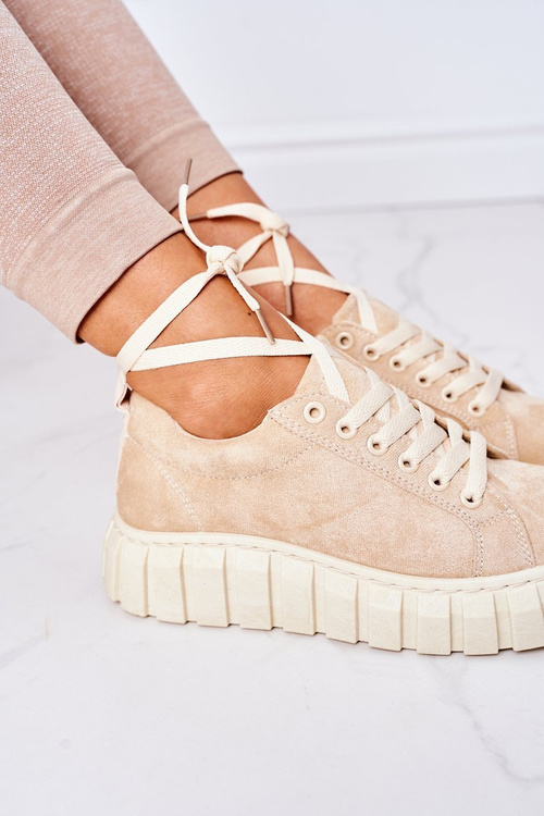 Čokoľvek semišové tenisky na béžovej platforme