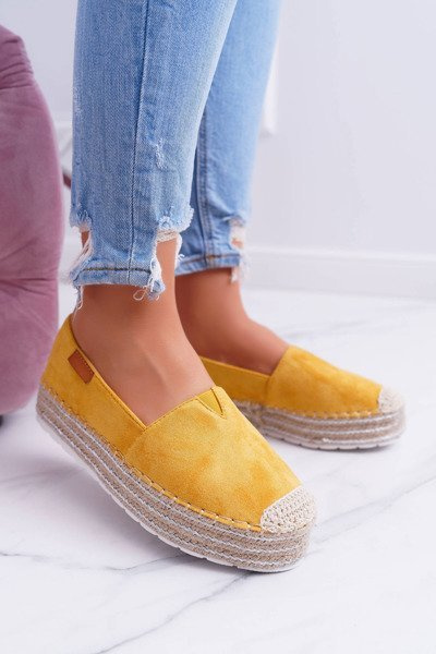 Žluté posuvné Semišové espadrille Mariako
