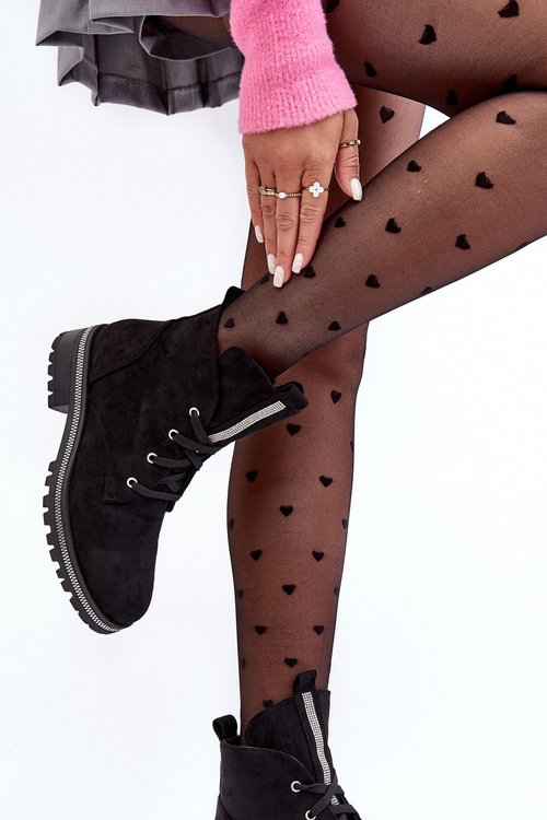 Vkĺzli semišové dámske topánky s čiernou hromadou