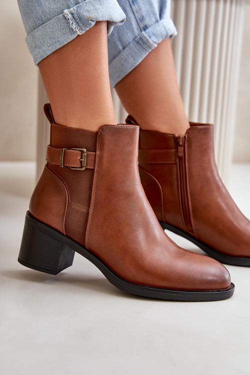 Dámské zateplené boty na podpatku s přezkou Camel Nevillira