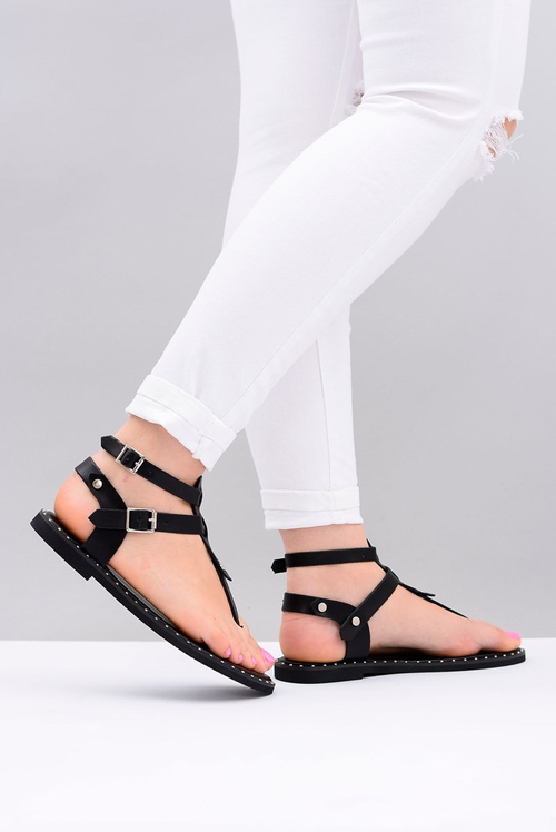 Lu Boo | Dámské sandály Černé japonské gladiátory Achilla