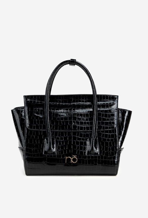 Lakovacia taška kufor s reliéfom NOBO BAG5810-M20 Čierna