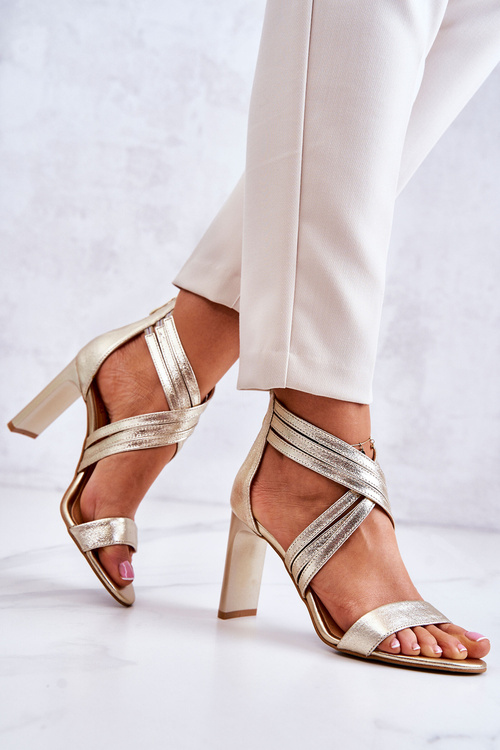 Kožené dámské sandály na zip Lewski Shoes 3138 zlaté