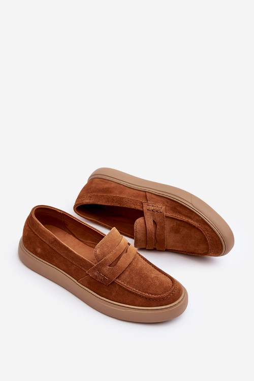 Mužské semišové loafers polobotky Zazoo 1566 hnědé