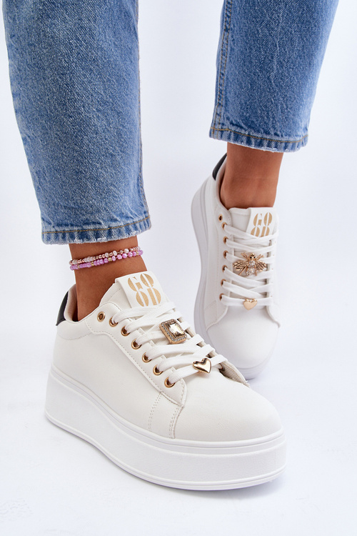 Dámske tenisky na platforme s bielymi ozdobami Herbisa