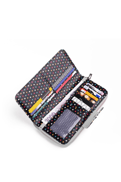 Velká dámská peněženka na zip Tečky Šedé Huntress