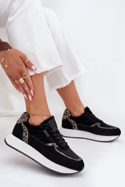 Dámské Zamszové Sneakersy Big Star OO274A312 HI-POLY SYSTEM Černé Panther