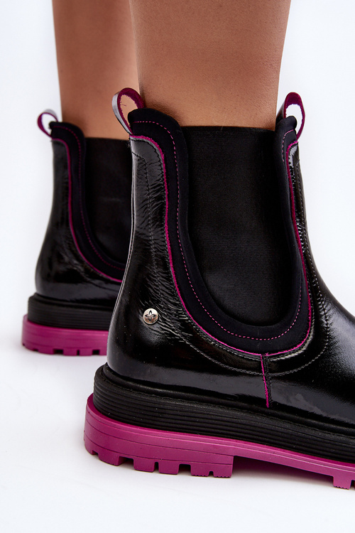 Dámské kožené boty sztyblety Maciejka 06199 černé