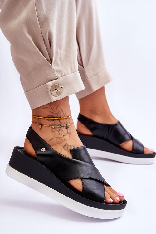 Čierne sandále z kože Morgan