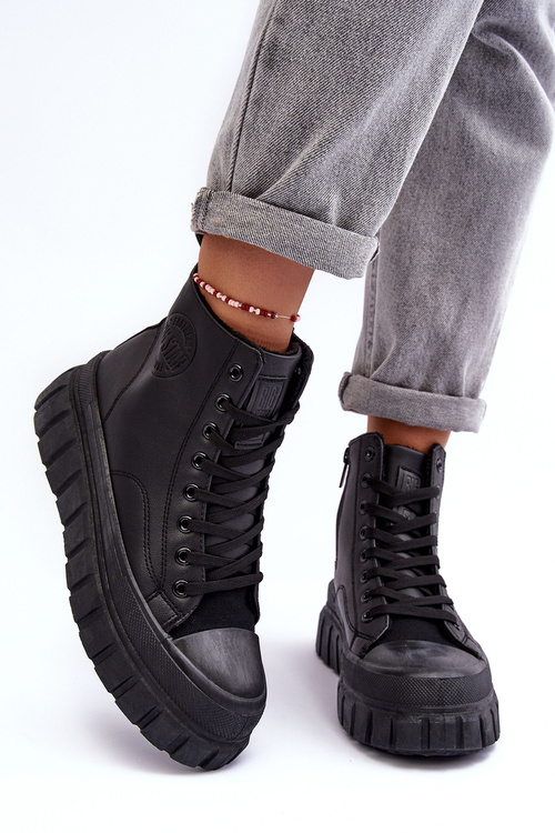 Ocieplane Kožené Boty Na Zip Big Star MM274625 Černé