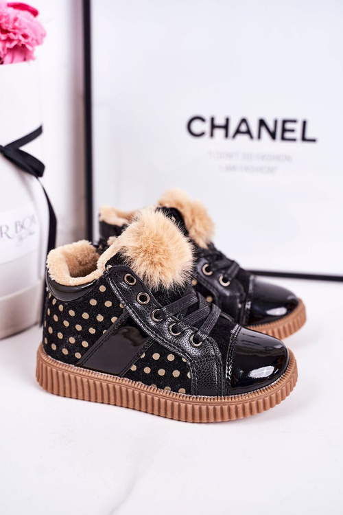 Dětské Teplé Boty Tenisky V Puntíky Černé Anastasia