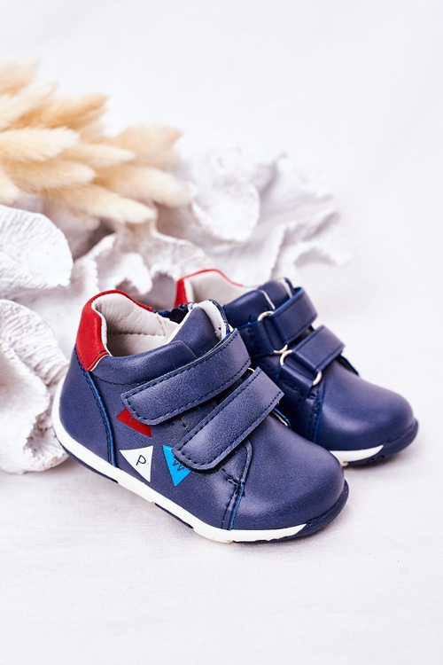 Dětské Kožené Boty Se Suchým Zipem Tmavě Modré Milo