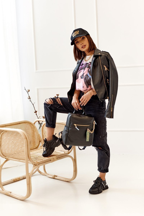 Dámský Kožený Batoh NOBO NBAG-K1800 Černý