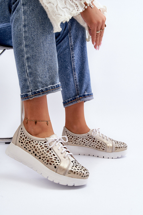 Kožené topánky na plošine béžovej hypnózy lemar