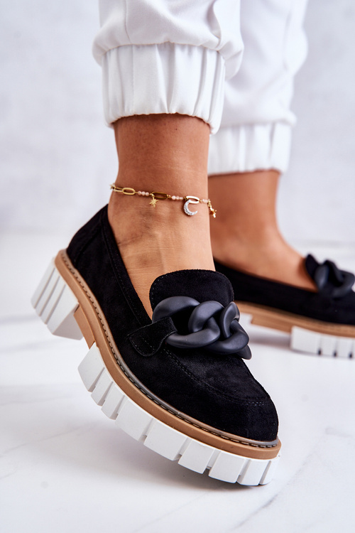 Semišové mokasíny s dekorací Černá Talisa