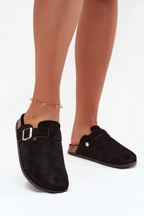 Dámske Klumpa Na Korkovej Platforme So Striebornou Sponou Big Star SS274736 Čierne